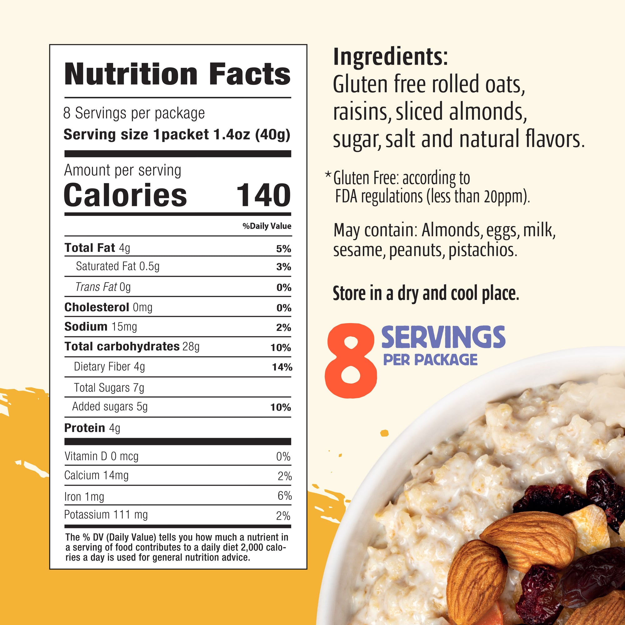 Honey, Raisins, & Almonds Instant Oatmeal